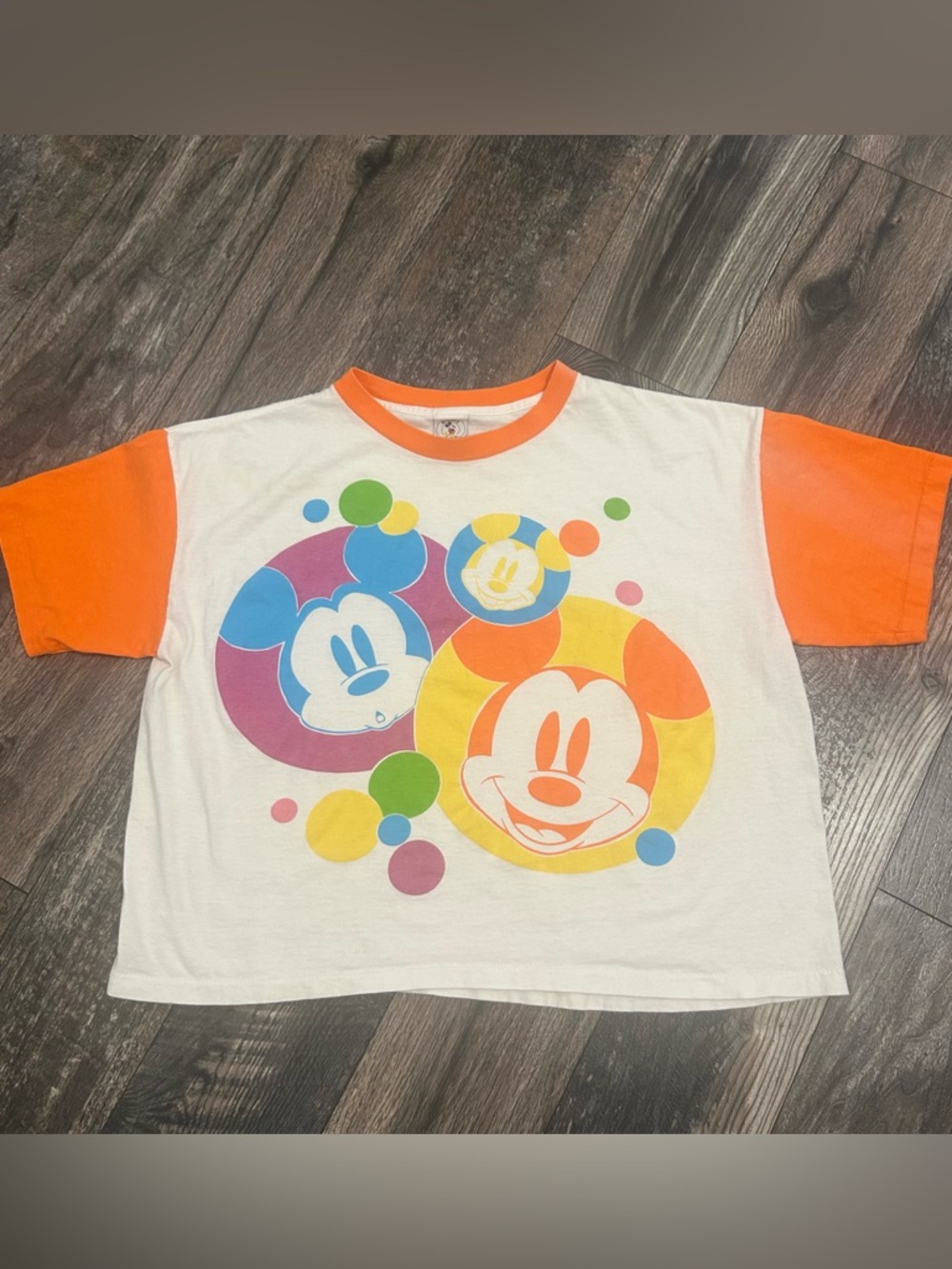 Vintage Mickey & Co. LV Myles White Orange Mickey Bubble Graphic Tee OS